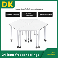 Table de conférence mobile en acier et bois, design hexagonal ignifuge, combinaison minimaliste, pour l'école et la formation - Vente en gros