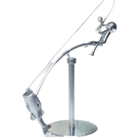 Sculpture d'équilibre de pêche Art Déco moderne en métal argenté, ornement décoratif de bureau pour la maison et le bureau
