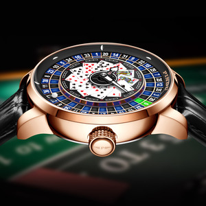 นาฬิกาข้อมือผู้ชาย <span class=keywords><strong>Jacob</strong></span> Player Series รุ่นโป๊กเกอร์รูเล็ต สายหนัง ตัวเรือนเหล็กกล้า ระบบอัตโนมัติ เรืองแสง กลไกจักรกล กันน้ำ 3ATM แบบอนาล็อก - Product Image 3