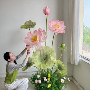 <span class=keywords><strong>Flores</strong></span> de Loto Gigantes Hechas a Mano con Organza, Adornos Florales Grandes para Bodas, Decoración de Escaparates, Fondos para Fotografía y Paredes - Product Image 2