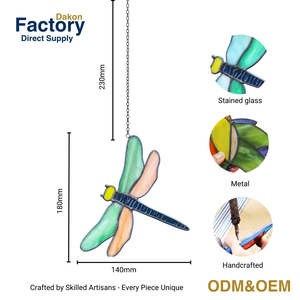 Handmade Art Deco Thủy Tinh Con Chuồn Chuồn Treo Trang Trí Nội Thất Cho Ngoài Trời Sân Patio Thanh Lịch Vườn Giọng Bởi Nghệ Thuật Thiết Kế - Product Image 2