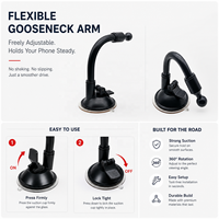 Base de support universelle à ventouse sphérique de 17 mm avec col de cygne flexible pour support de téléphone de voiture, fixation par aspiration robuste