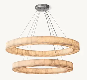 Sunwe Modern Luxury Marble Chandelier Light Lamp For Living Room Bronze 60 Inch Rivage Two-Tier Round Chandelier