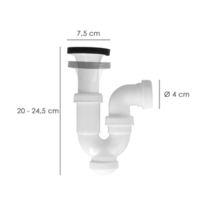 Sifone Curvo Estensibile con Valvola e Tappo 1 1/2" O/ 40 mm - Product Image 2