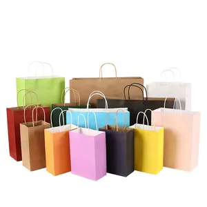 Wholesale Custom Printed Logo Fashion Shopping Gift Handbags Cosmetic Packaging Tote Kraft Paper Bags