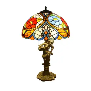 Wholesale Goddess Resin Base 40cm Table Lamp Tiffany Nordic Retro Green Baroque Luxury Bedroom Table Lamp