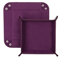 Plateau de rangement portable en cuir PU avec logo personnalisé, coloré, rectangulaire, pliable, en velours, pour dés