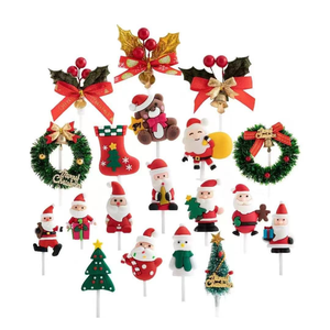 Décorations de gâteaux de Noël, Toppers de gâteaux de Noël, Père Noël, Cerf, Étoile, Arbre, Cloche, Guirlande, Toppers festifs pour les fournitures de fête de Noël - Product Image 1