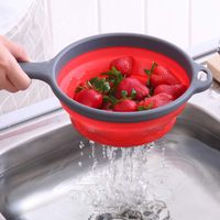 Opvouwbare Siliconen Vergiet Fruit Groente Wasmand Zeef Met Handvat Zeef Inklapbare Afdruiprek Keuken Gereedschap