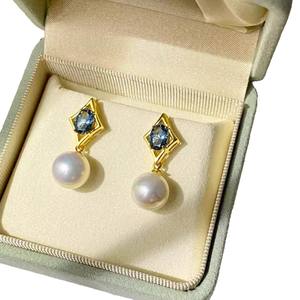 WENCHI 10961 Accesorios de Perlas DIY, Broches de Plata S925 con Cuentas Redondas de 5-6mm, Base Vacía para Pendientes de Moda para Mujer - Product Image 2