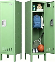 Armoire de rangement métallique ventilée verrouillable pour salle de sport à domicile, casier en acier sur pied à porte simple avec pieds de support et serrure de confidentialité