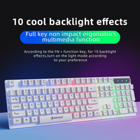 JERTECH K358 Tablet USB Teclado Keyboard Gamer, LED bahasa Arab warna pelangi lampu latar RGB berkabel Keyboard komputer lampu latar