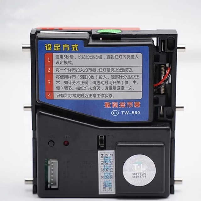 TW-580 Digital Top Entry Multi Coin Acceptor Token Selector Coin Mech for Arcade Game Cabinet Kiosk Vending Machine