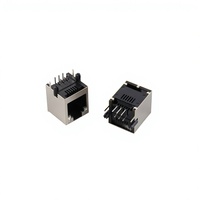 RJ45-5521-6P6C RJ11 1x1 Jack Telepon Vertikal Terlindung 180 °   Konektor Lubang Tembus RJ45-5521