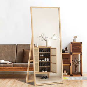 <span class=keywords><strong>Specchio</strong></span> <span class=keywords><strong>a</strong></span> Figura Intera Autoportante con Armadietto Portaoggetti, <span class=keywords><strong>Specchio</strong></span> con Porta in Rattan per Ingresso Casa - Product Image 1