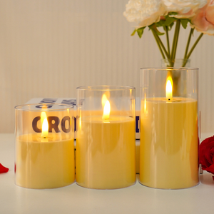 Bougies de pilier LED scintillantes en acrylique ivoire, fausses bougies LED électriques sans flamme en acrylique pour mariage, vente en gros - Product Image 6