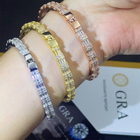 Passe Diamant Testeur 925 Sterling Silver Hip Hop Bijoux Glacé Baguette Moissanite Diamant Forme Ovale Bracelet Bracelets