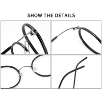81043 Monture de lunettes optiques en acétate et titane de bonne qualité pour hommes et femmes, montures de lunettes rondes en titane, vente en gros