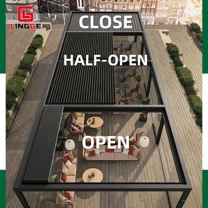 Gazebo retráctil <span class=keywords><strong>de</strong></span> pie independiente impermeable personalizable para restaurante con luces RGB plegable moderna pérgola techo jardín - Product Image 3