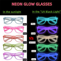 Lunettes lumineuses au néon Lunettes de fête brillent dans le noir UV Lumière noire Décorations de mariage d'anniversaire Fournitures de fête Golw
