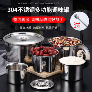 Stainless Steel Seasoning <b>Jar</b> With Lid 304 Kitchen <b>Spice</b> Container For Commercial Use - Product Image 2