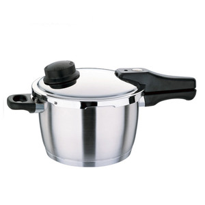 Casserole à induction avec cuiseur à pression en acier inoxydable à pression réglable, poignée noire - Product Image 1