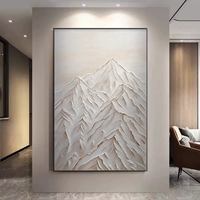 Peinture à l'huile minimaliste italienne peinte à la main de montagnes enneigées Décoration de paysage de salon Peinture Décoration murale Art
