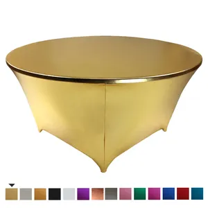 5英尺金色金属氨纶桌盖桌布
