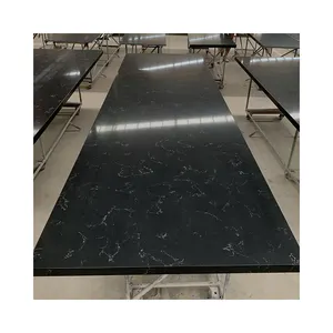 Großhandel schwarze Farbe künstliche Quarz Stein Arbeits platte Waschtisch platte für Badezimmer