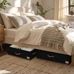 Rangement sous le lit avec roulettes, Conteneurs de rangement sous le lit avec couvercle, Organisateur de vêtements 90L pour couvertures - Product Image 4