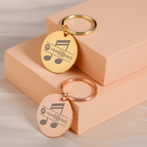 LLavero <span class=keywords><strong>de</strong></span> código personalizado <span class=keywords><strong>de</strong></span> acero inoxidable con espejo, canción favorita, cantante personalizada para profesor <span class=keywords><strong>de</strong></span> música, novio, novia, amante, regalos - Product Image 2