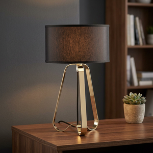 Modern Beige Linen Drum Shade <b>Table</b> <b>Lamp</b> Gold Metal Base E27 LED Switch Control Eco-Friendly Eye Caring Bedroom Decorative - Product Image 4