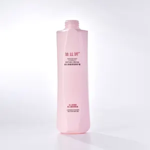 boston round bottle 500ml with lotion pump Soft touch matte pink PE bottle