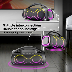 Nuevo Altavoz <span class=keywords><strong>Bluetooth</strong></span> para Fiestas con Radio FM USB, Bajos Potentes, Luces RGB, Reproductor de Música para Actividades Familiares, Altavoz de Karaoke Económico - Product Image 1