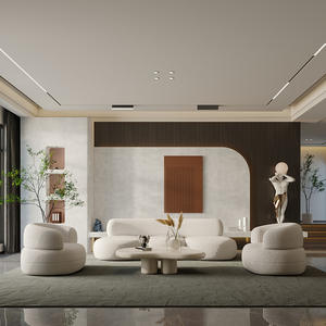 Juego de Sofás Curvos Nórdicos en Forma de S, Tapizado en Lana de Cordero, Muebles Minimalistas de Diseño para Sala de Estar - Product Image 3