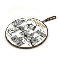 Sous-plat en céramique souvenir de Madrid, Espagne, avec motif de monuments de la ville espagnole, résistant à la chaleur, pour cuisine, décoration, cadeau