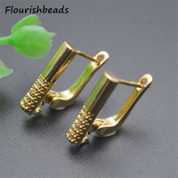 Vente en gros de fermoirs pour boucles d'oreilles rectangulaires en plaqué or 18 carats et argent, sertis de zirconiums cubiques, pour la fabrication de bijoux