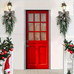 Guirnalda Navideña Colgante de Lujo Ecológica de 11 Pulgadas con Forma de Lágrima, Campanas Plateadas, Bayas Blancas y Lazo Gris, Decoración Navideña - Product Image 4