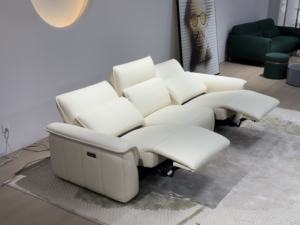 Juego de Sofás Reclinables de Cuero con Respaldo Ajustable Eléctricamente, 3 Plazas, Extensible, con Carga USB - Product Image 4