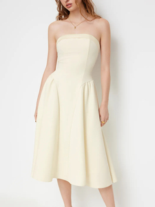 <span class=keywords><strong>Vestido</strong></span> Midi sin Tirantes para <span class=keywords><strong>Mujer</strong></span>, con Lazo en la Espalda, Corte en A, Elegante, para Fiesta o Cóctel - Product Image 1