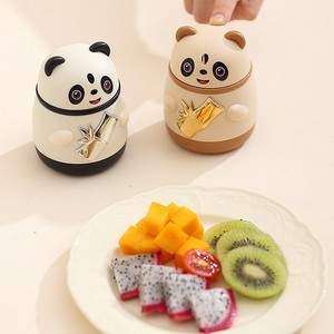 Panda Style Push Button Automatic Toothpick Holder Plastic Durable Household Container Caramel Black - Product Image 1