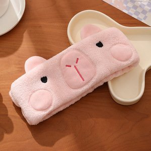 HUIYI Bandeau de mode pour femme en peluche Capybara et velours corail, absorbant et à séchage rapide, pour le lavage du visage et le démaquillage, 8*24CM - Product Image 5
