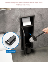 Niche murale encastrée 2-en-1 en acier inoxydable 304 noir mat avec porte-mouchoirs et porte-brosse WC pour usage domestique et hôtelier