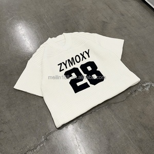 เสื้อสเวตเตอร์คอวีแฟชั่นสตรีทแวร์คุณภาพสูง แขนสั้น ทรงโอเวอร์ไซส์ พรีเมียม คุณภาพเยี่ยม เสื้อสเวตเตอร์ถักทรงหลวม - Product Image 2
