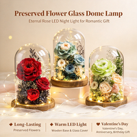 Cadeau de Saint-Valentin et d'anniversaire pour femme, bouquet de roses éternelles de luxe sous cloche en verre, fleurs séchées artisanales, ornement de table