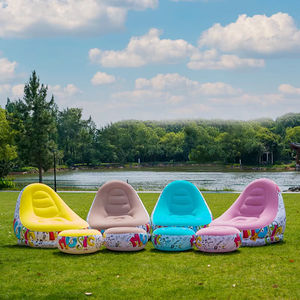 屋外用インフレータブルソファチェア、ポータブルキャンプ用厚手フロッキング加工レイジーソファ、寝室用家庭用レジャー折りたたみベッド（フットレスト付き） - Product Image 1