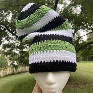 Bán Buôn Chất Lượng Cao New Tay Móc Sọc Cap Slouchy Beanie Dành Cho Người Lớn <span class=keywords><strong>Hat</strong></span> Dệt Kim Mũ Len Cho Phụ Nữ Người Đàn Ông - Product Image 3