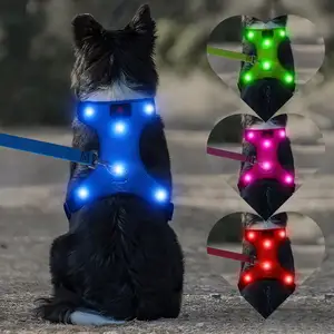 Fondopet Tali Kekang Anjing Led, Rompi Anjing Reflektif USB Dapat Diisi Ulang Tanpa Tarikan
