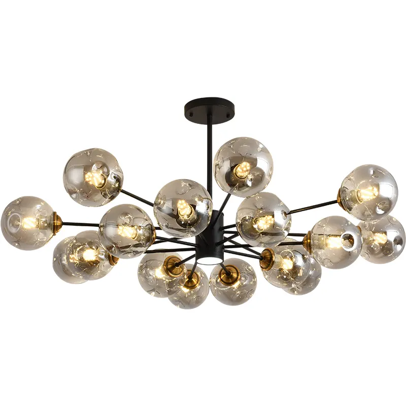 Lustre LED E27 en verre à la forme de boules, design moderne, luminaire décoratif d'intérieur, idéal pour un salon ou une chambre à coucher, nouveau modèle