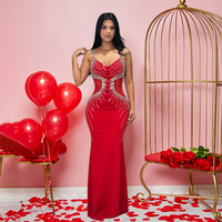BR5378 Robe moulante d'été sexy Strass Spaghetti Empire Parties droites